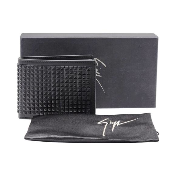 Giuseppe Zanotti Studded Leather Bifold Men's Wallet in Black - NIB $449 - Picture 2 of 7